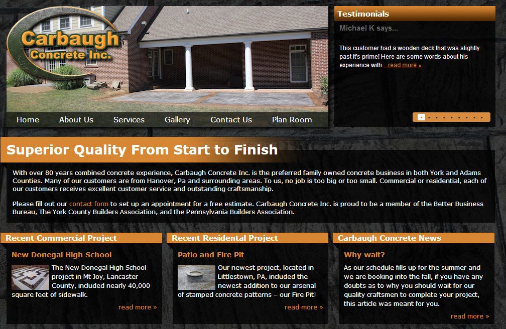 CarbaughConcrete.com - Website for family owned bu