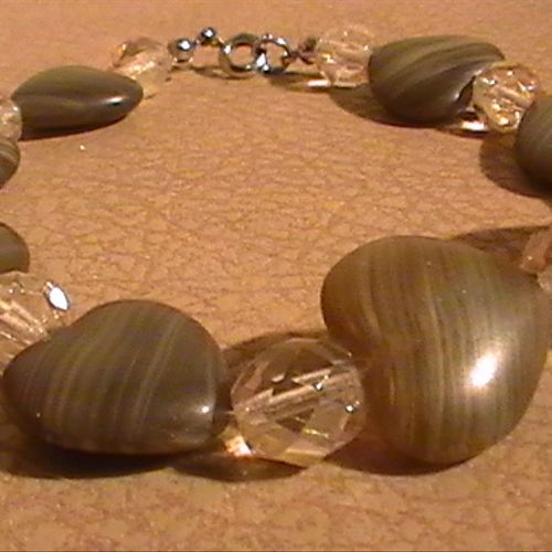 Brown marble with clear brown czech crystals