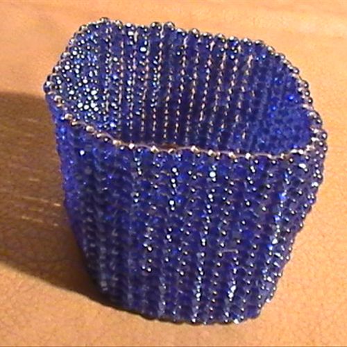 Royal blue seed bead cuff bracelet