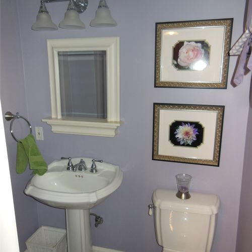 The completed powder room. I even framed and hung 
