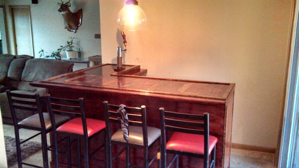 Brand new custom built bar with walnut inlay and a