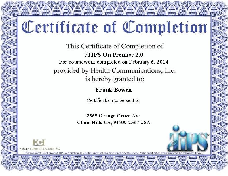 Tips certificate for 2014 - 2017