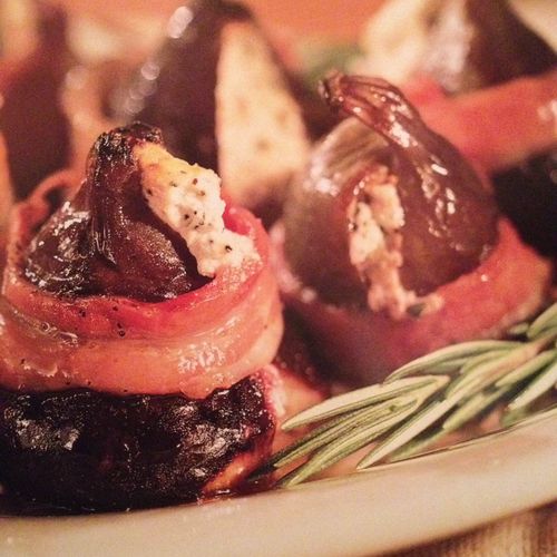 Prosciutto wrapped figs with herb goat cheese and 