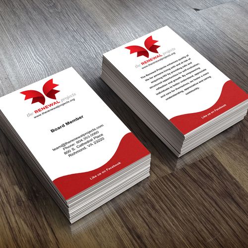 Business cards design for The Renewal Projects