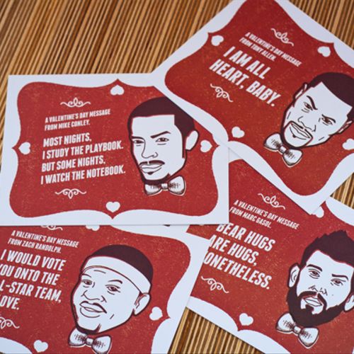 Memphis Grizzlies V-Day card illustrations.