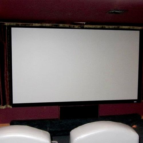 Home Theater Screen with Motorized Drapery