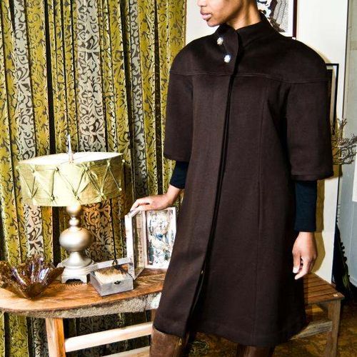 100% Wool Cashmere Coat Dress. 3/4 length sleeves,