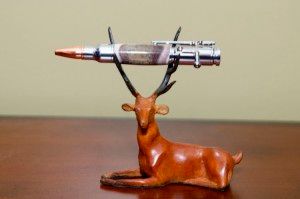 elk  antler barrel, bullet tip and rifle clip pen