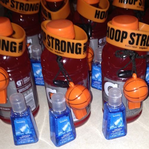 These are the party favors for a basket ball banqu