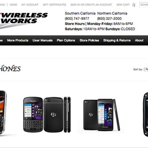 WirelessWorks.biz Webstore using Bigcommerce, prov