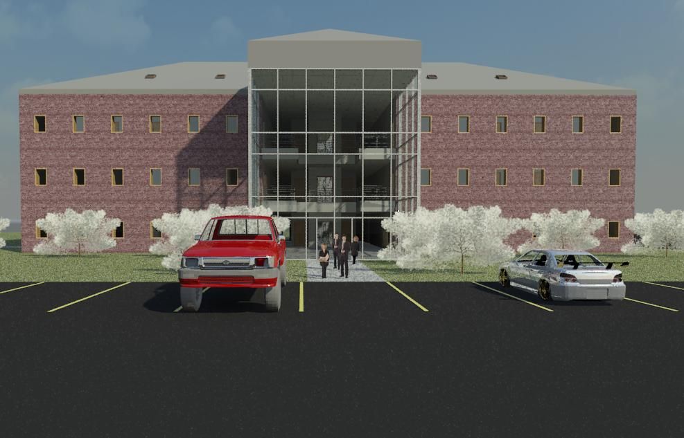 The building was created and populated using AutoD