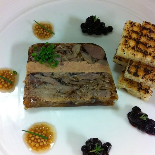 Duck Terrine with Huckleberry Jam and Pickled Must
