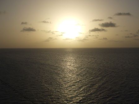 Sunset during sail-away from Antigua in the Easter
