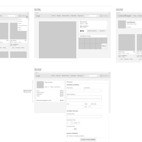 Wireframes for a client.