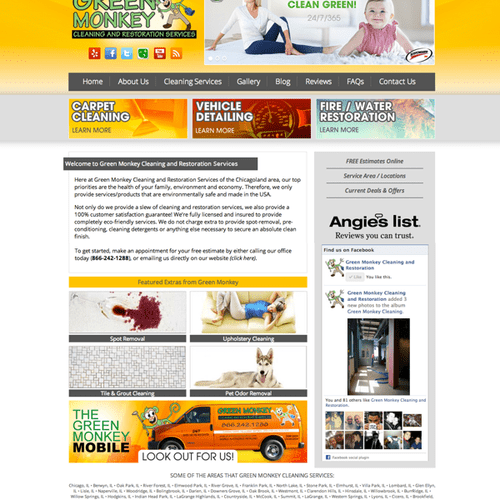 Custom Website Design for Green Monkey Cleaning - 