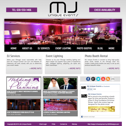 Custom Website Design for MJ Unique Events - by Me