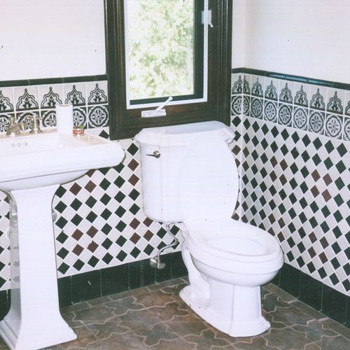 Morrocco Bathroom. 2"x2" hand glazed tiles.
Brentw