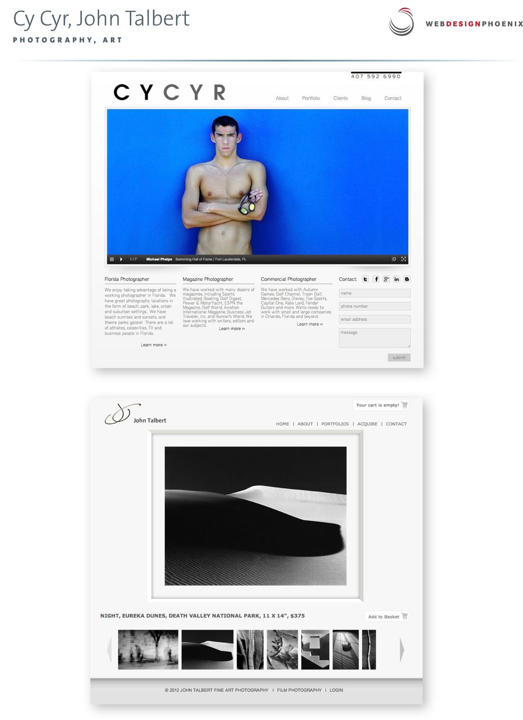 Visual & Photography Showcase Website Designs