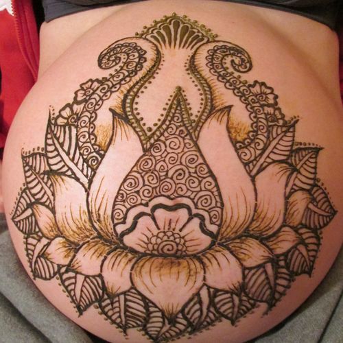 Henna belly Lotus