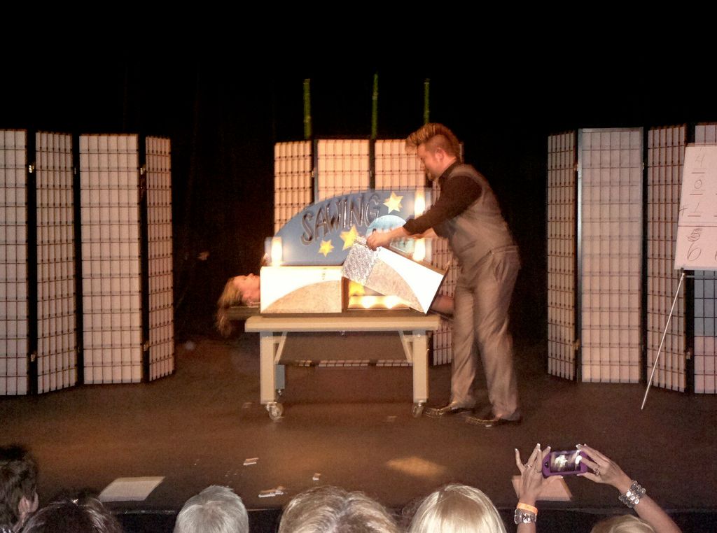 Sawing someone from the AUDIENCE in-half, always g