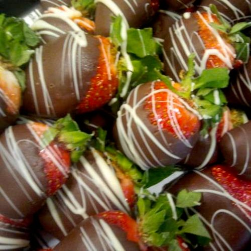Double-dipped chocolate covered strawberries, just