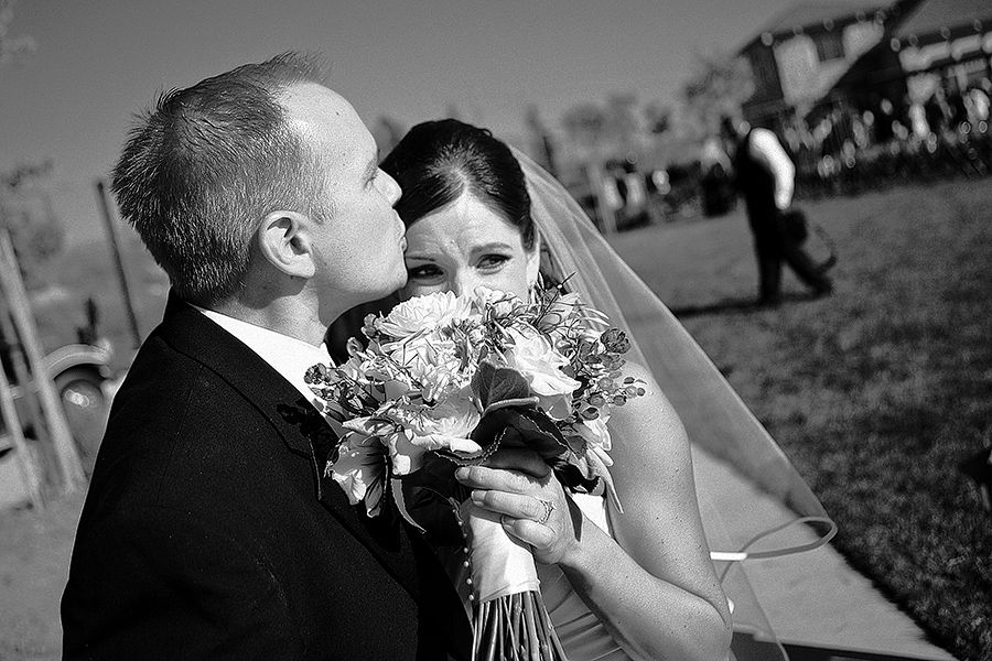 Bride crying tears of joy after her wedding ceremo