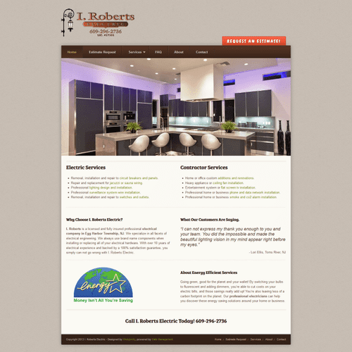 Home page for the electric contractor I. Roberts E