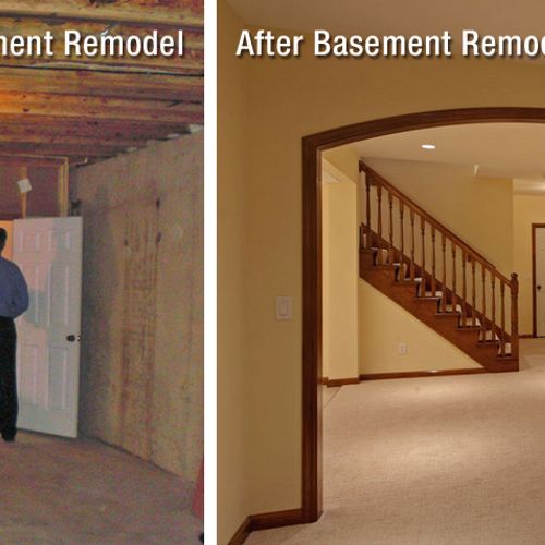 Basement before and after