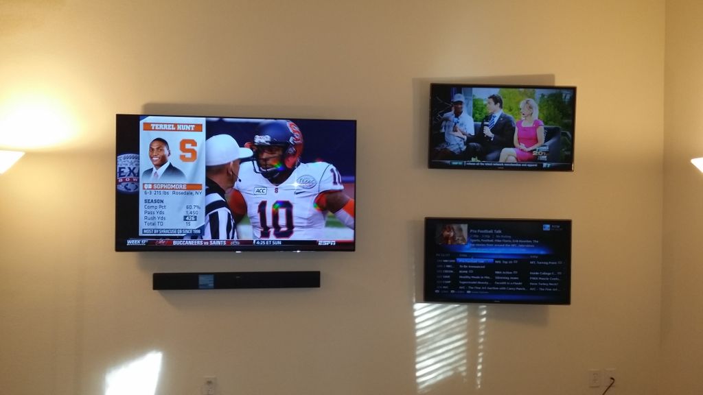 60" with sound bar and (2) 42" LED Flat screen inc