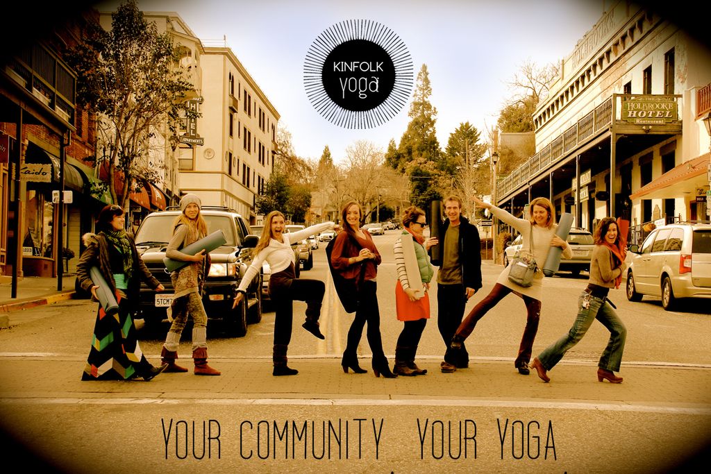 The Family of Folk walking to Yoga