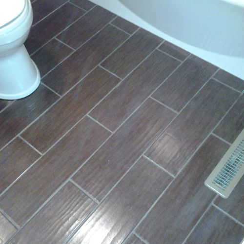 tile work by us, baseboard as well