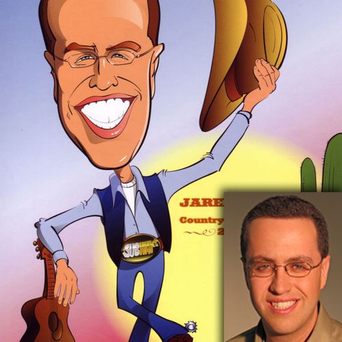 Caricature of Subway spokesman Jared.