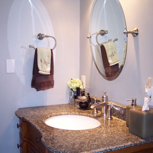 Bathroom remodel with bathroom furniture, granite 