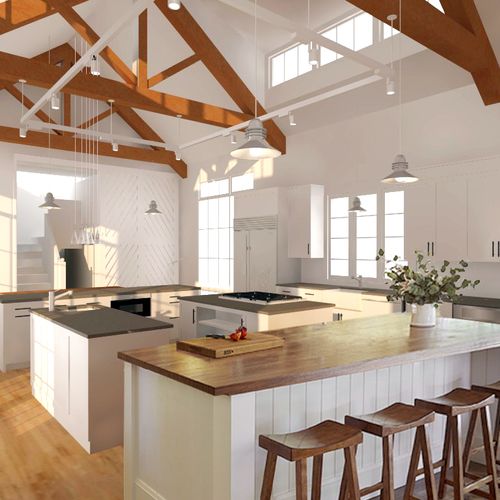 Photorealistic rendering of kitchen renovation in 