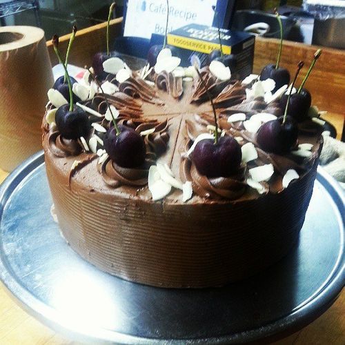 Chocolate Cherry Almond cake- Almond sponge cake, 