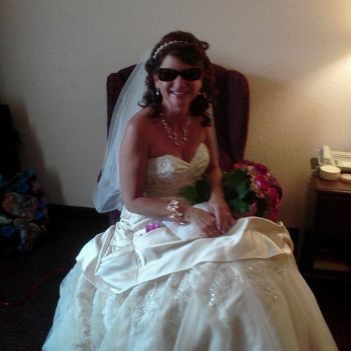 The Bride before the reception.  We catered.