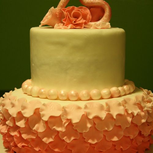 Two tier 75th birthday cake with fondant ombre' fl