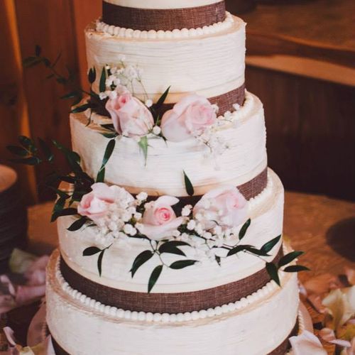 Five tier rustic wedding cake