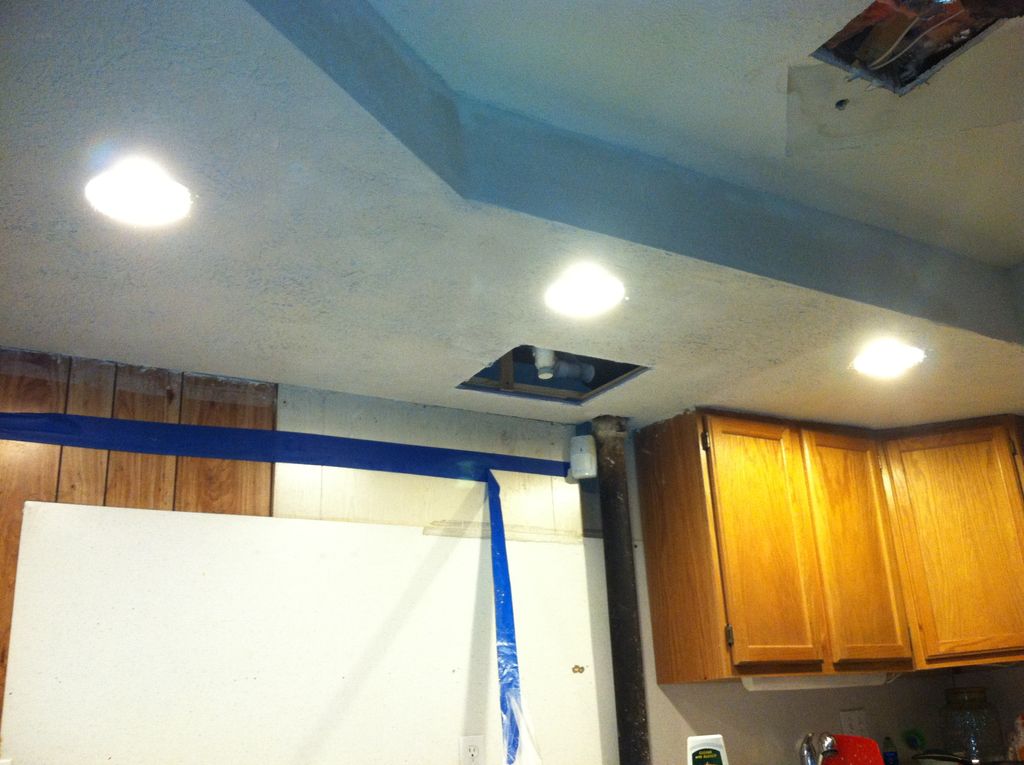 Just finishing the ceiling with can lights added t