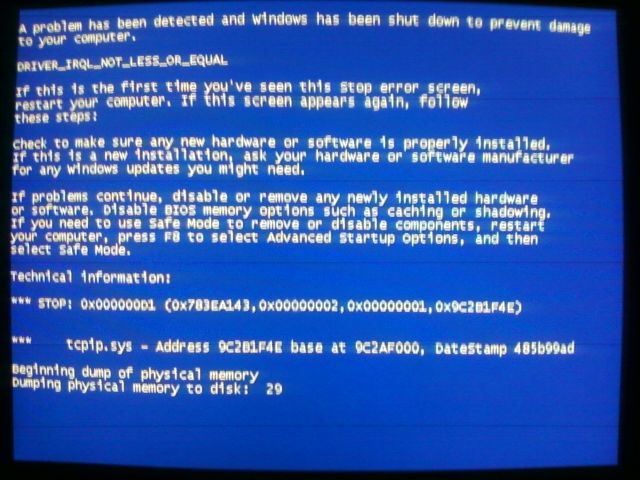Blue Screen Of Death. AKA BSOD