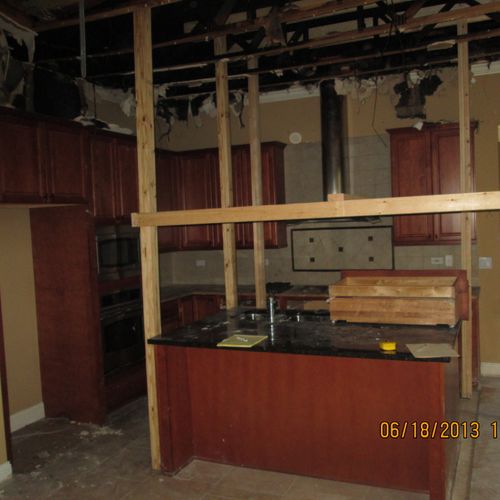fire damage to kitchen before