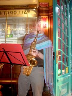 performing in Paris cafe