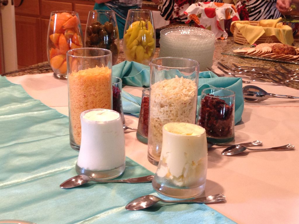 Mashed potato bar set-up for bunko party at a priv