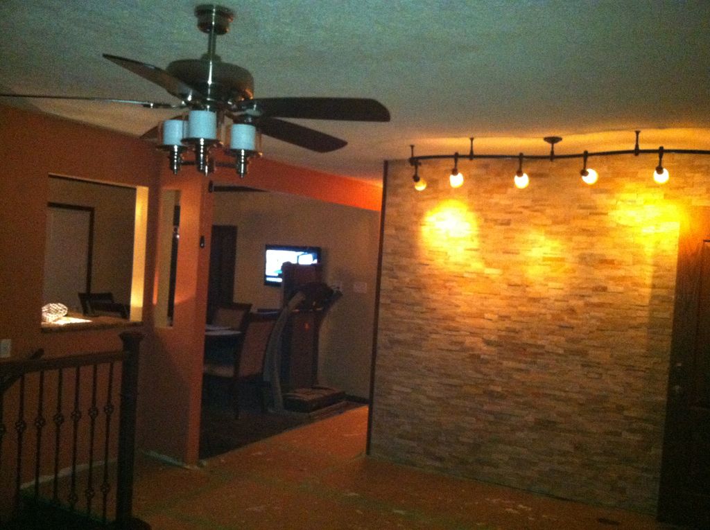 This is wide view from living room corner showing 