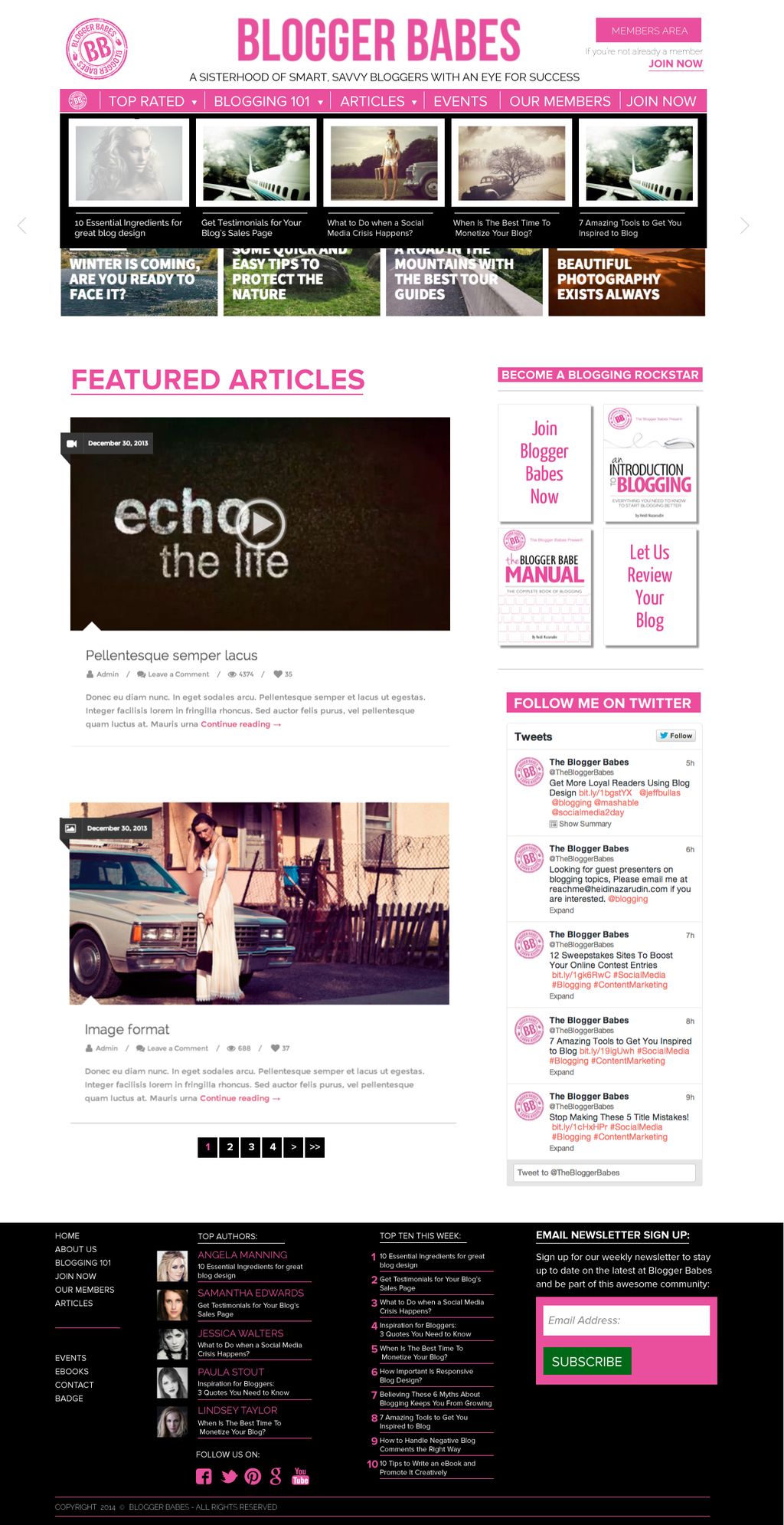 Proposed website for a blogging/content creations 