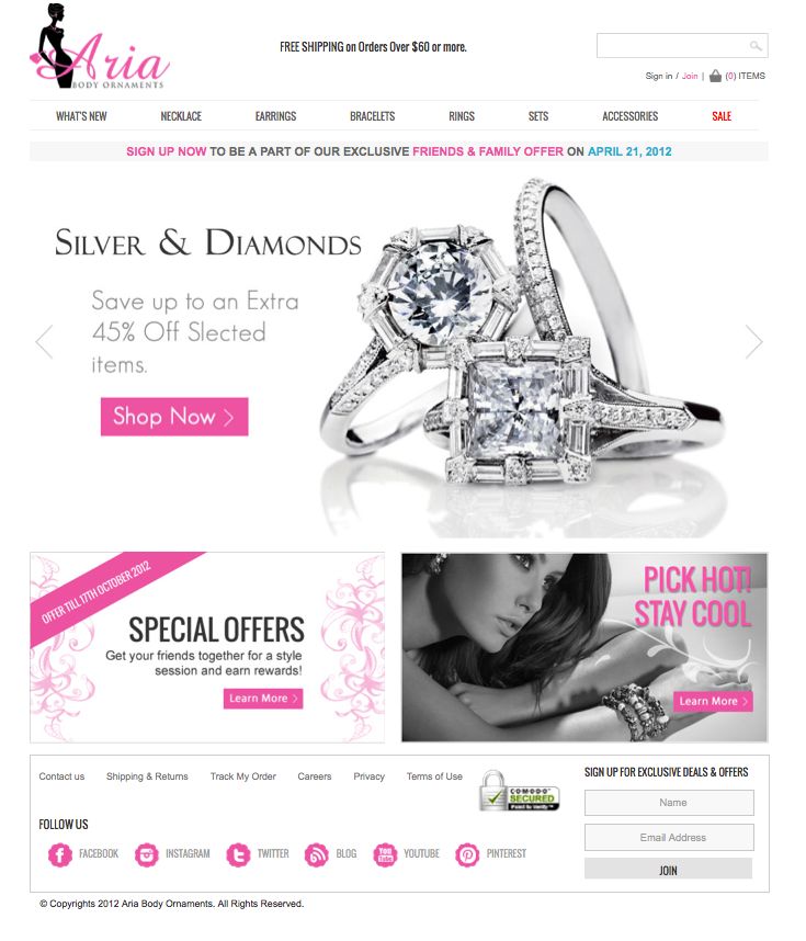 Online Jewelry Store, ecommerce web design and dev