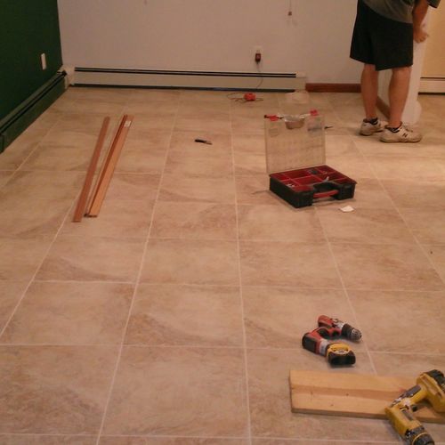 18" tile Floor in progress
