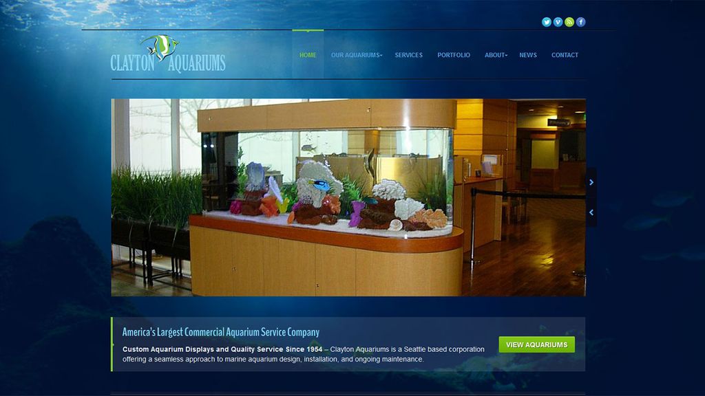 Clayton Aquariums - Responsive Blog Website