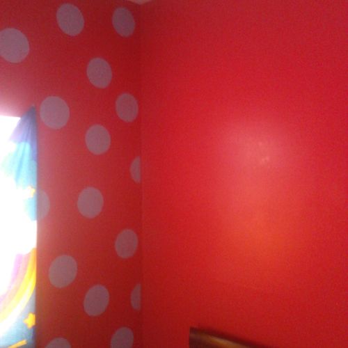 Other corner/ Polka dot accent wall