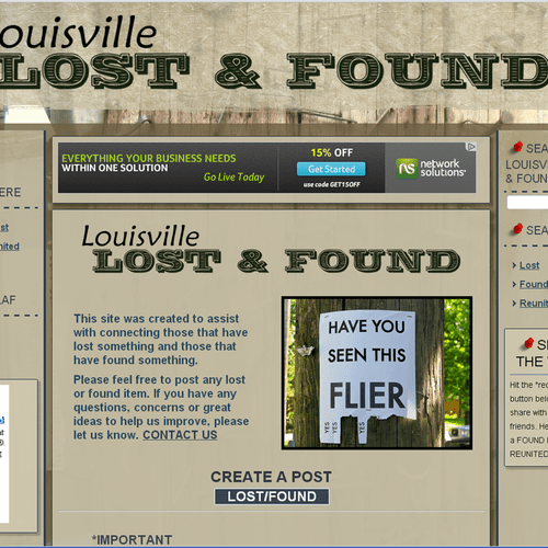 Louisville Lost & Found - Site listing lost and fo
